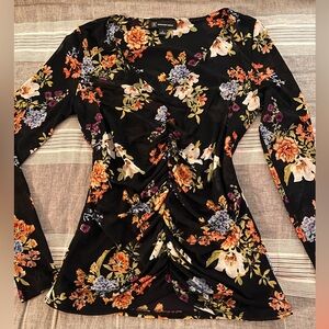 INC International Concepts black mesh floral print